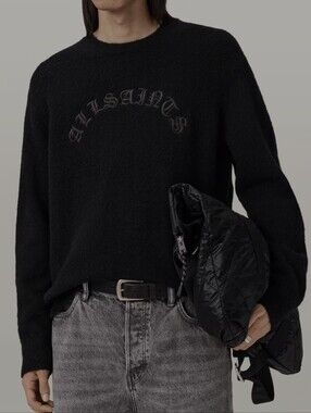 ALLSAINTS Black Curv Crewneck Sweater